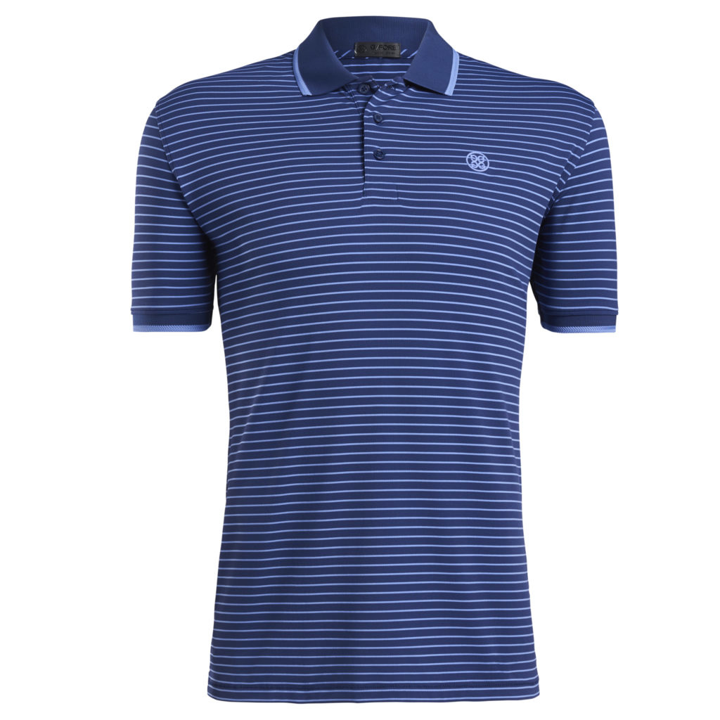 G/Fore | G4MS22K04 | Mens | Perforated Wide Stripe Polo | Blue Print