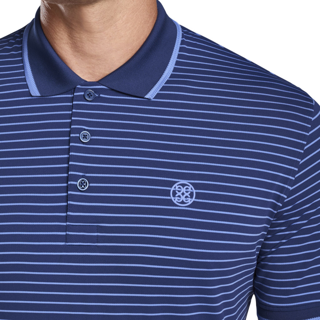 G/Fore | G4MS22K04 | Mens | Perforated Wide Stripe Polo | Blue Print