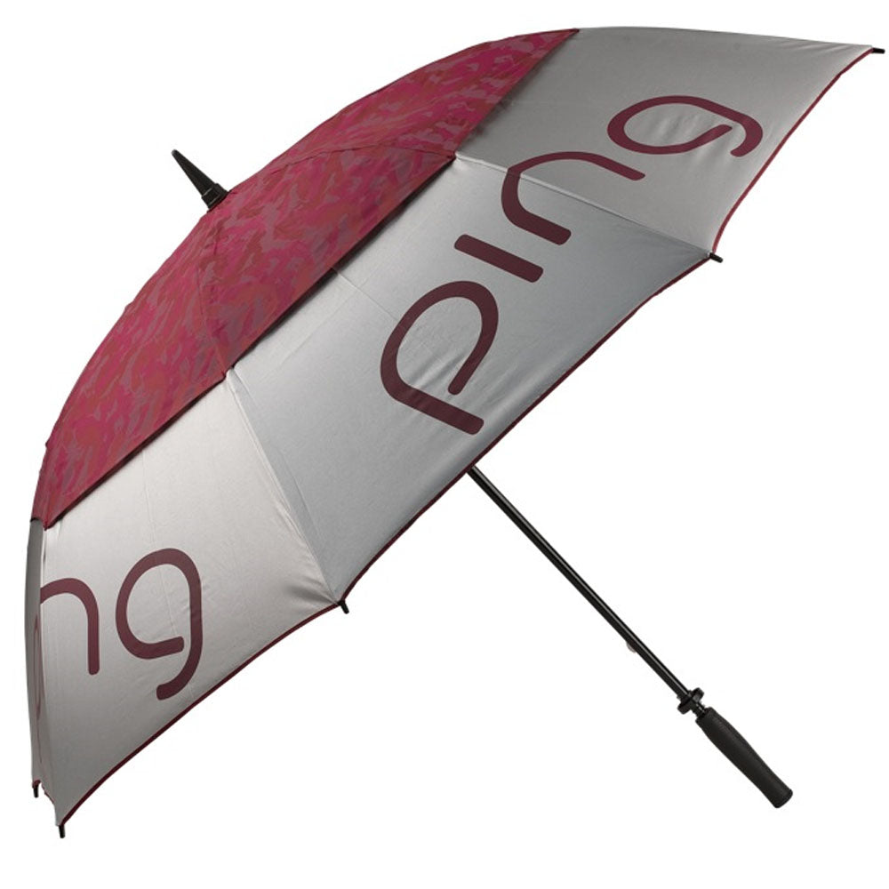 Ping | Ladies Umbrella | Double Canopy | Silver / Garnet
