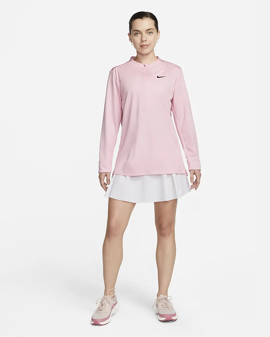 Nike | DX1491-690 | Dri-FIT UV Advantage Ladies 1/2-Zip Golf Top | Medium Soft Pink