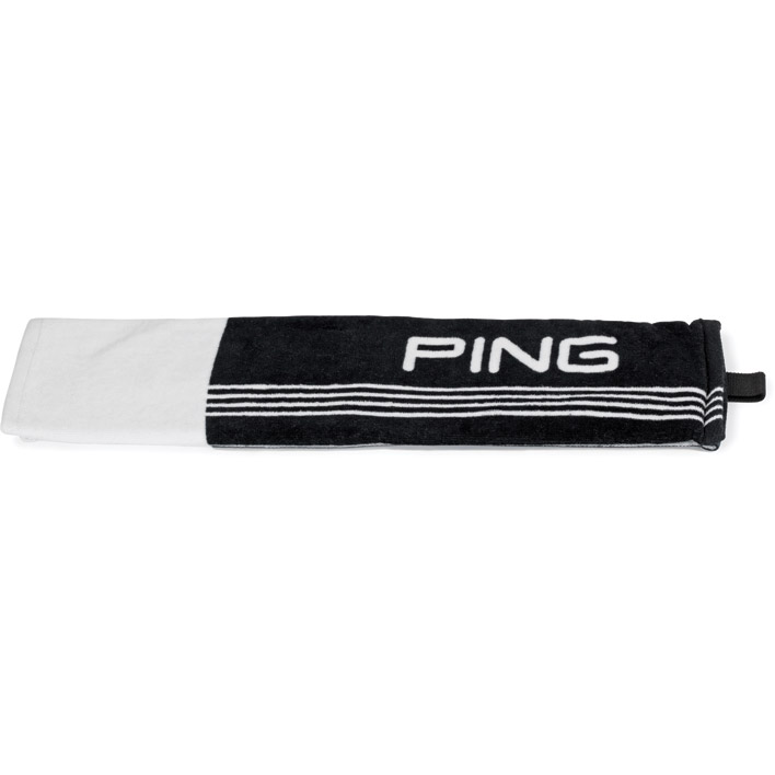 Ping | Tri-Fold towel | Black / White | Towel laying down