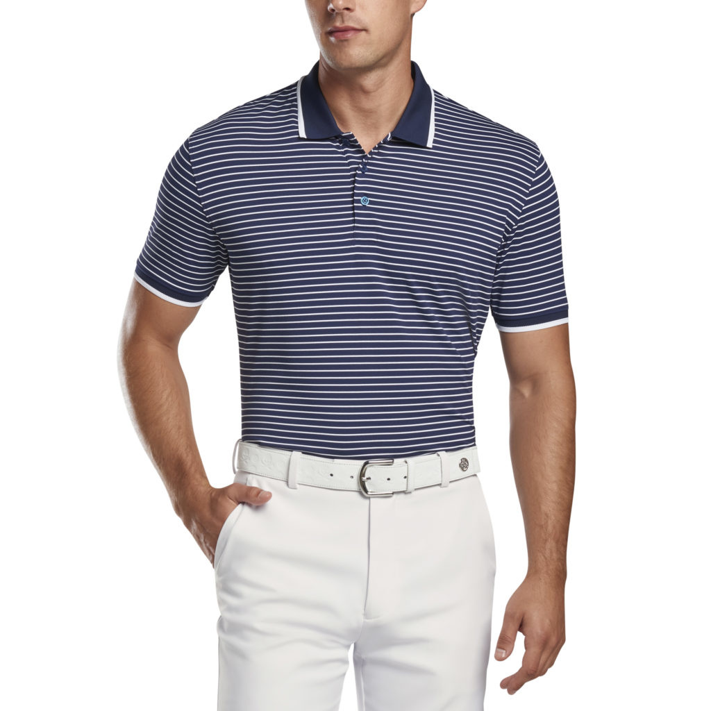 G/Fore | G4MS21K04 | Mens | Perforated Wide Stripe Polo  | Twilight