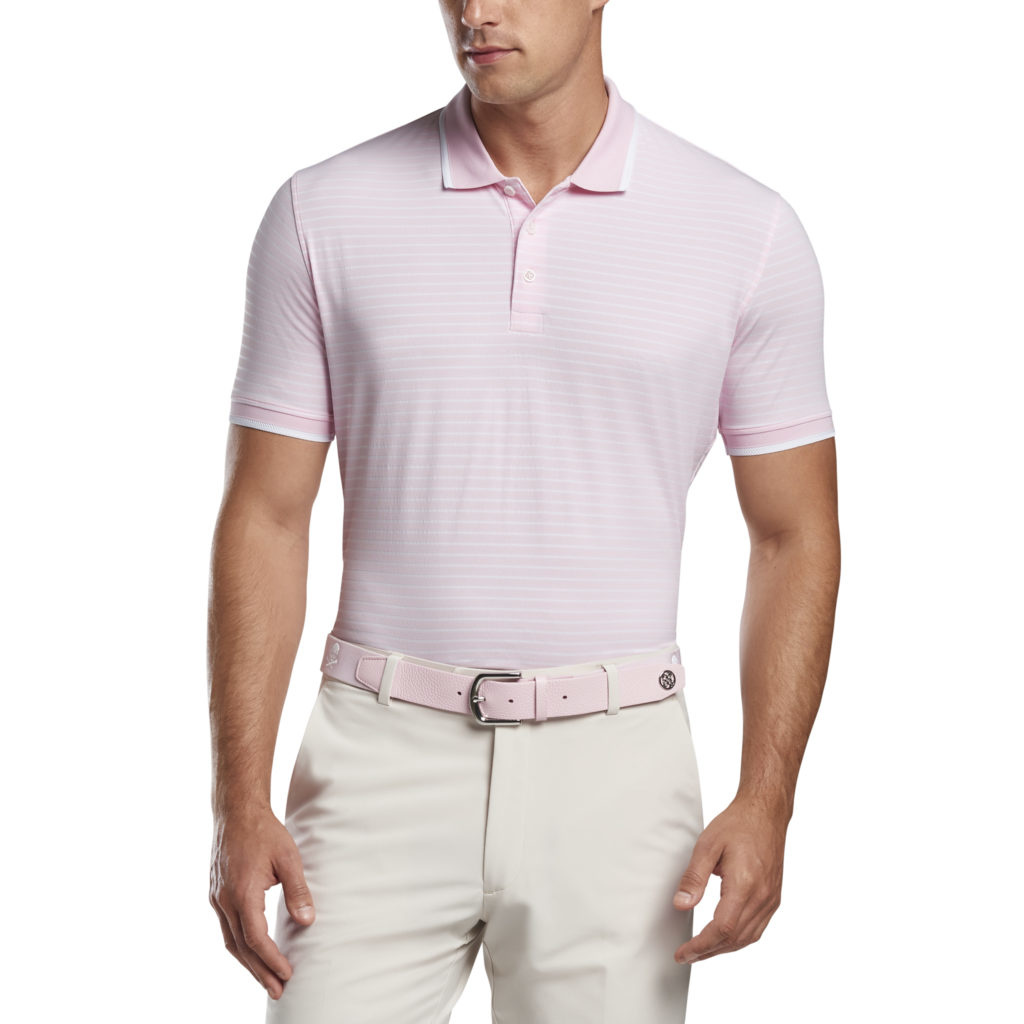 G/Fore | G4MS21K04 | Mens | Perforated Wide Stripe Polo  | Blush