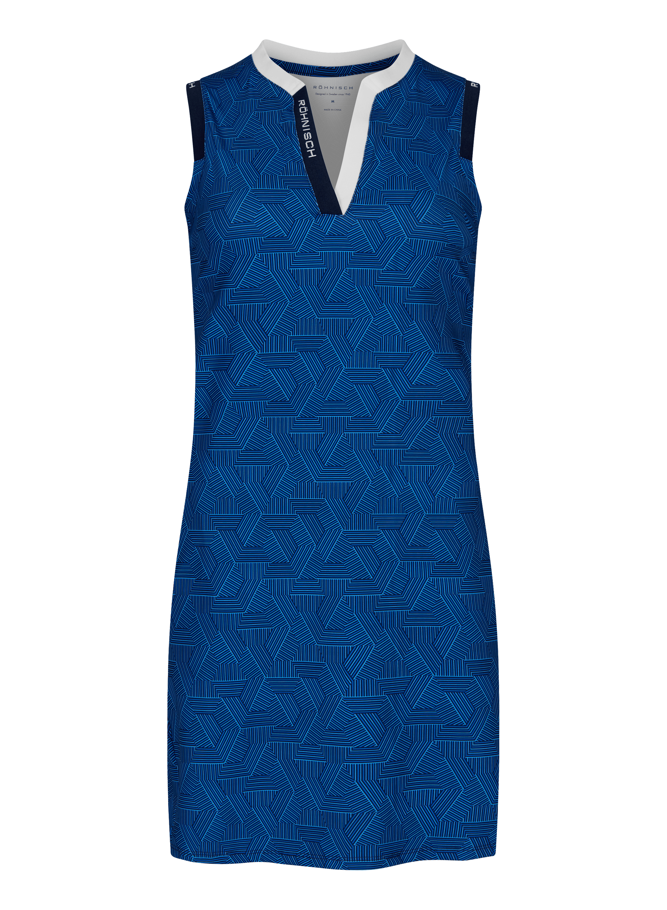 Rohnisch  11288 Abby sleeveless dress Hexagon Blue frontview